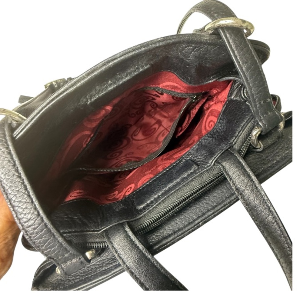 Brighton Donatella Leather Black Croc Embossed Backpack Purse Travel Work Bag - Picture 5 of 15